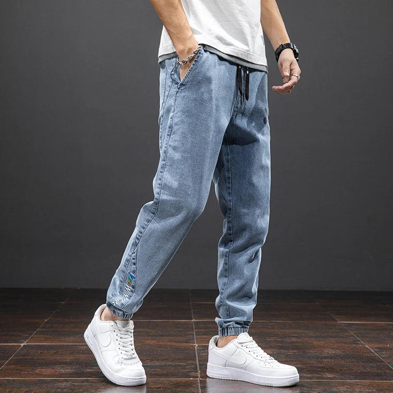 Men’s Black/Blue Cargo Jeans