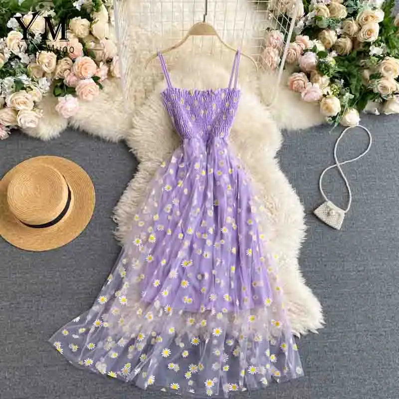 YuooMuoo Daisy Mesh Party Dress