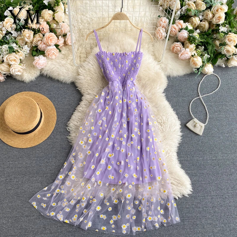 YuooMuoo Daisy Mesh Party Dress