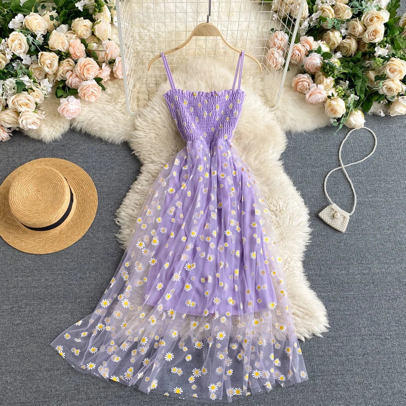 YuooMuoo Daisy Mesh Party Dress