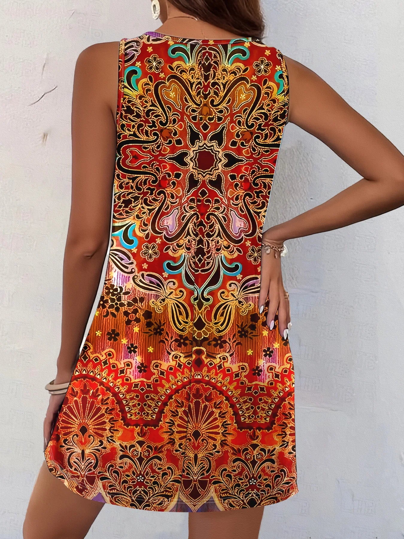 Bohemian Sleeveless Summer Dress – Exclusive Print Vacation Style