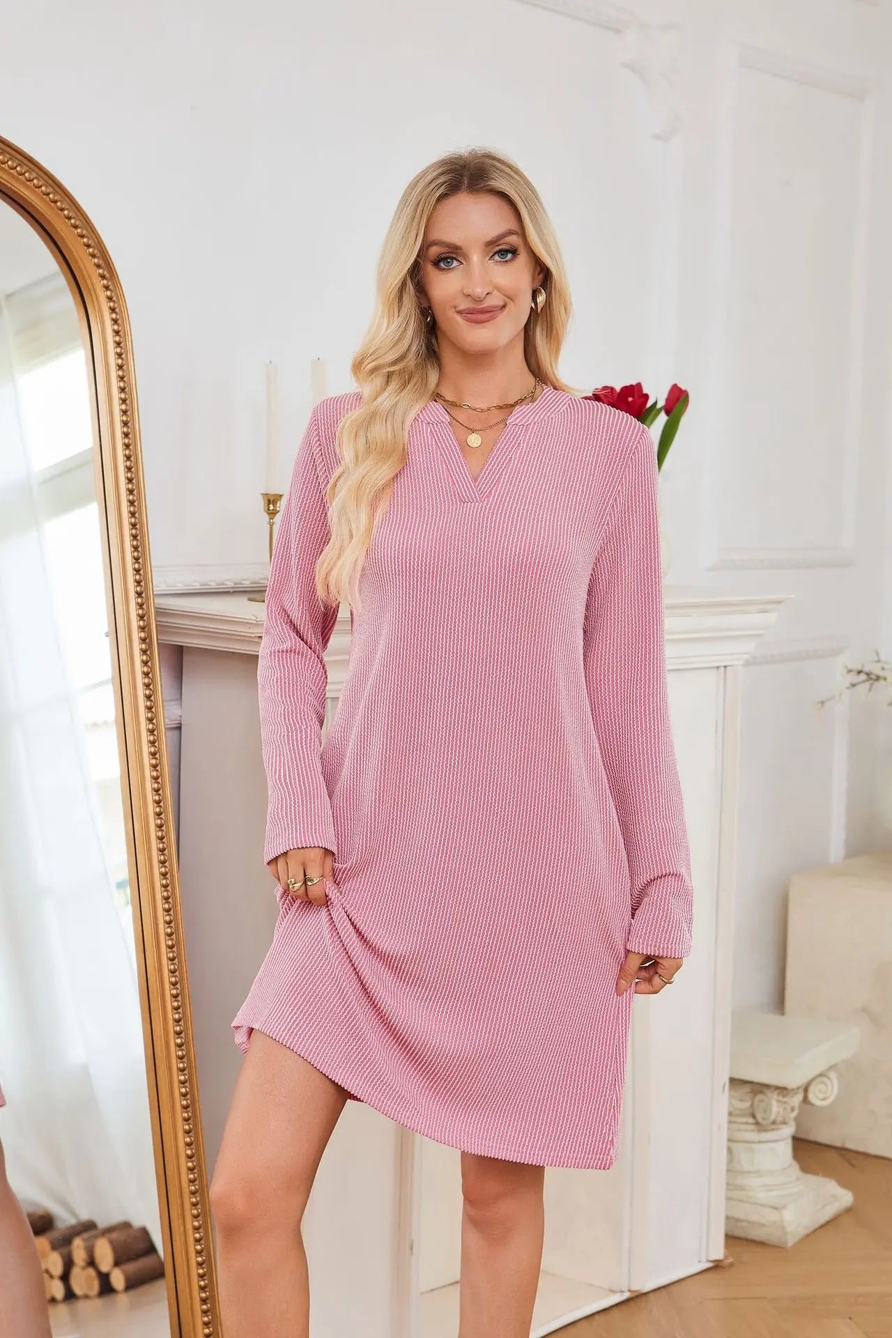 Solid Color Casual Loose Short Dress