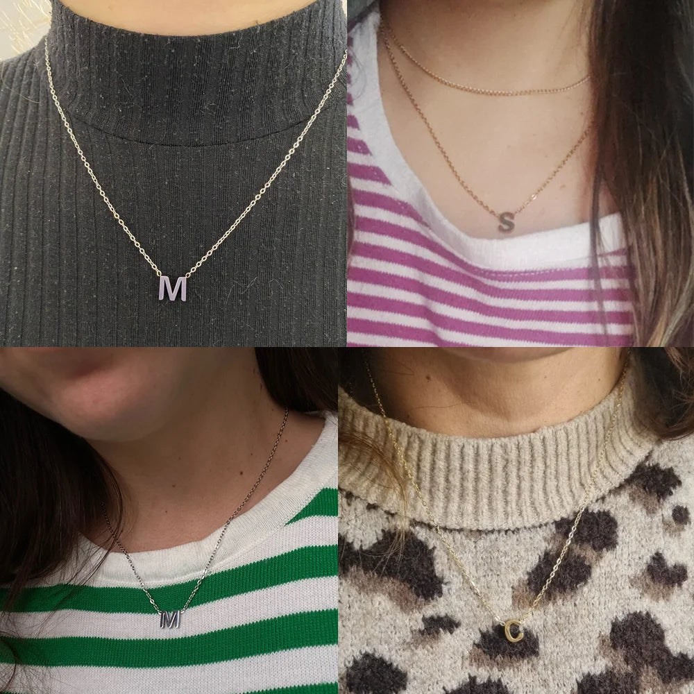 Minimalist Initial Necklace – A–Z Alphabet Stainless Steel Choker for Women