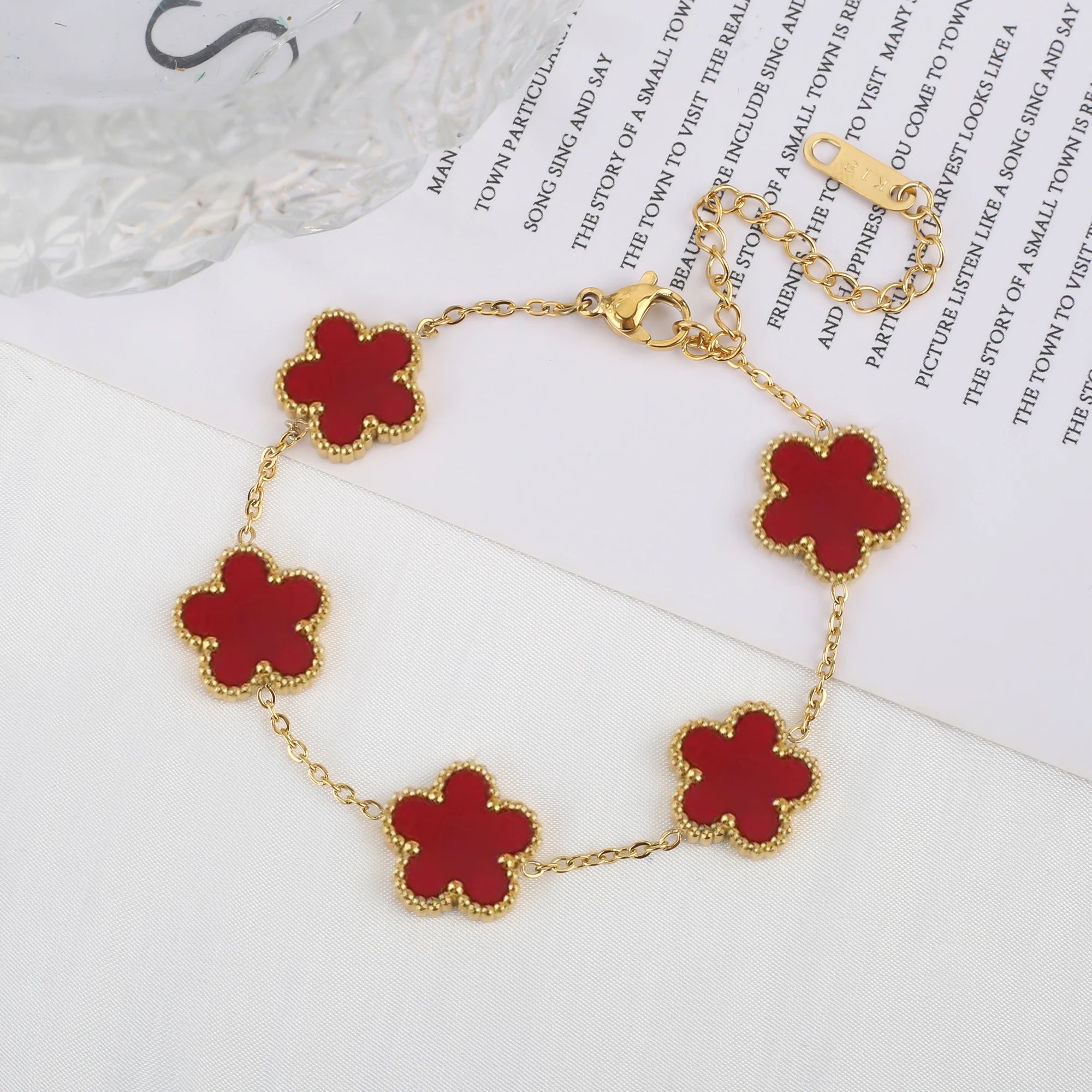 Classic Stainless Steel Five-Flower Bracelet for Women