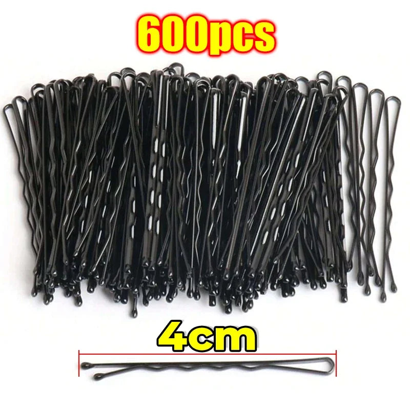 Black U-Shaped and Straight Bobby Pins – 60/600 pcs Hair Styling Set