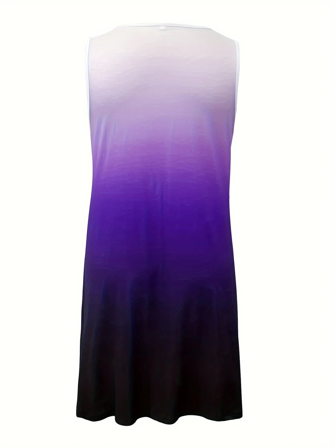 Plus Size Gradient Print Tank Dress – Sleeveless V-Neck Summer Outfit