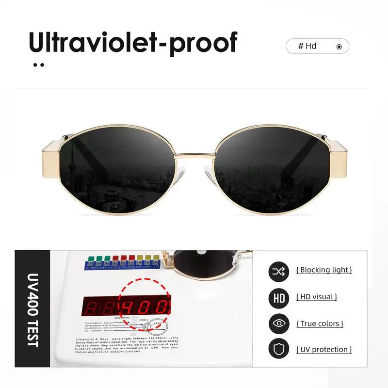 Retro Steampunk Oval Sunglasses for Women