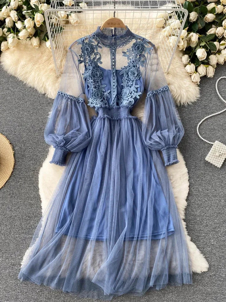Elegant Mesh Flower Dress