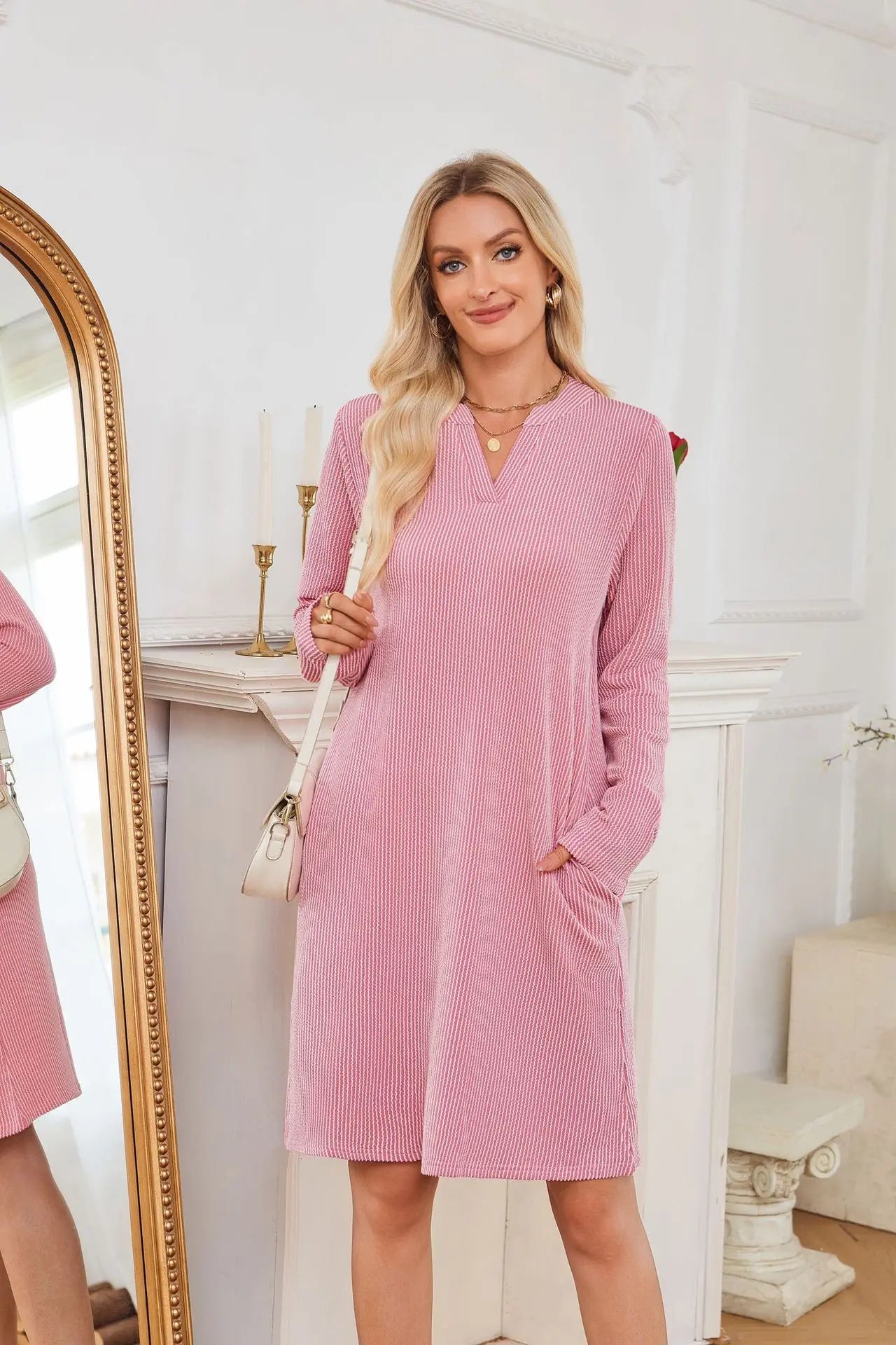 Solid Color Casual Loose Short Dress