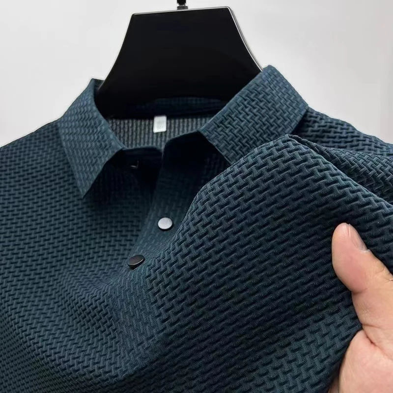 Men’s Business Casual Polo Shirt – Short Sleeve Solid Color Summer Top