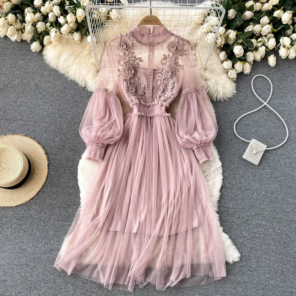 Elegant Mesh Flower Dress