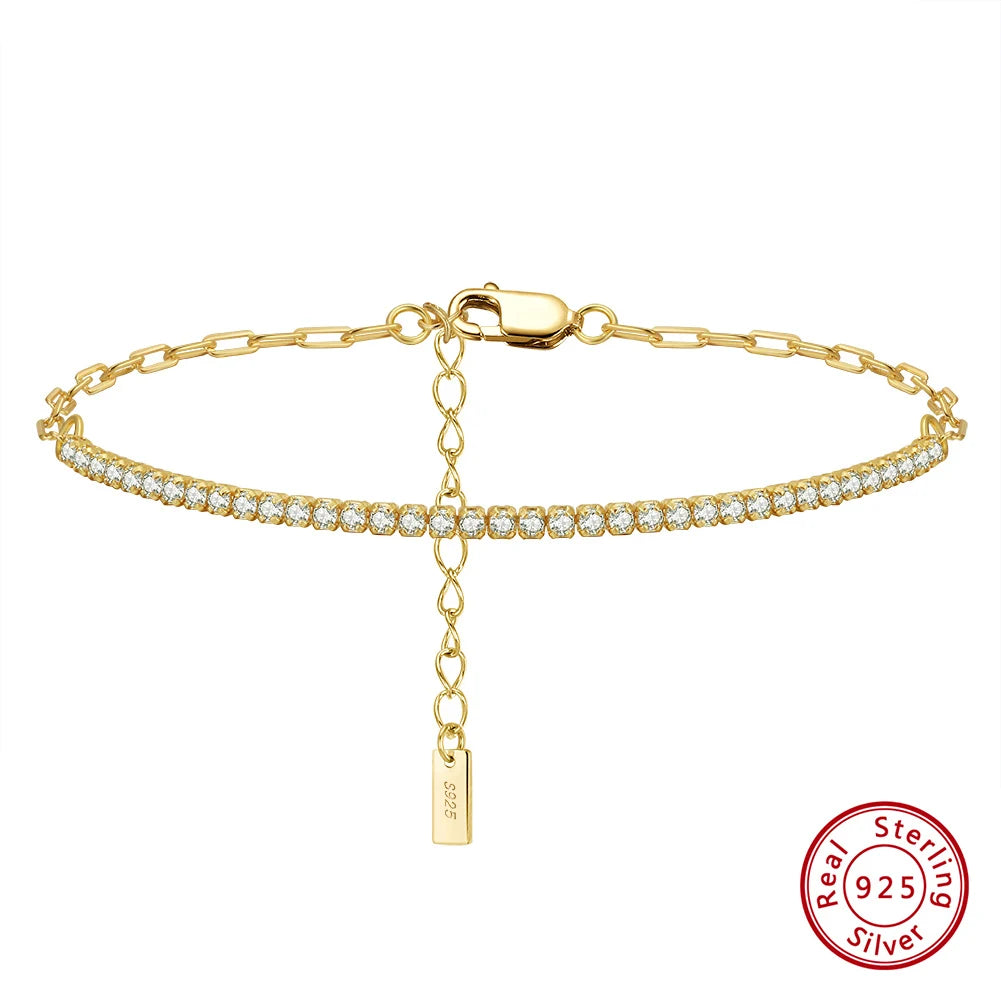 ORSA JEWELS 14K Gold Plated Paperclip Chains Tennis Bracelet