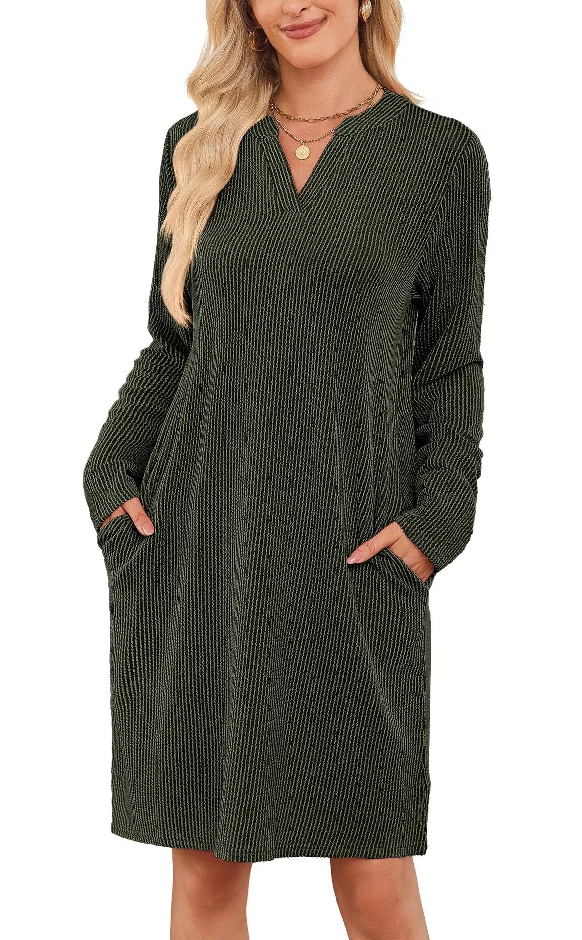 Solid Color Casual Loose Short Dress