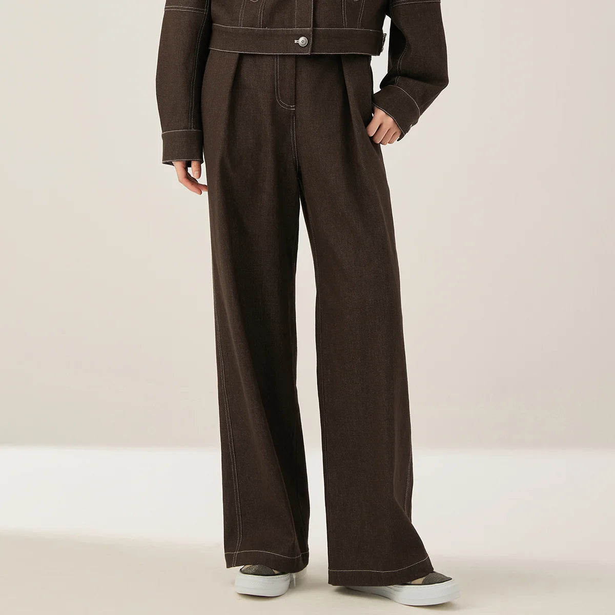 KL7523358 Women’s High Waisted Wide Leg Denim Pants