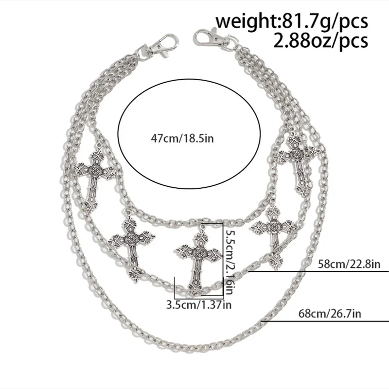 Punk Metal Pants Chain with Cross Pendant – Hip Hop Waist Accessory