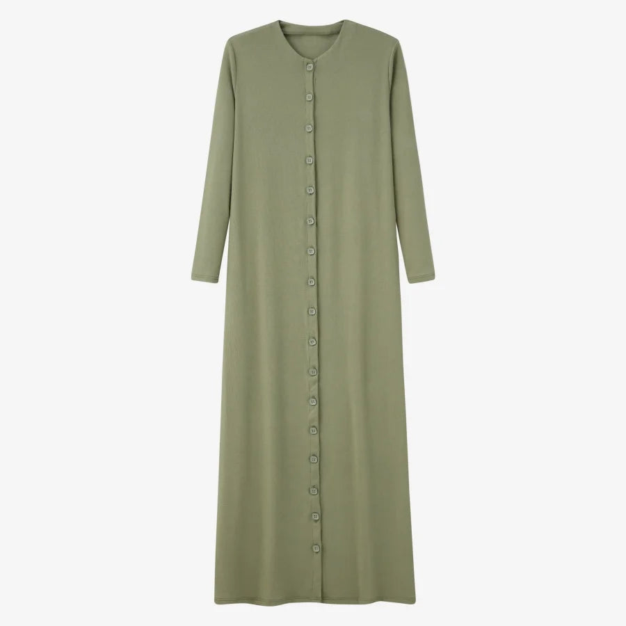 Women’s Summer Ribbed Maxi Dress – Button Front Casual Outfit 2025