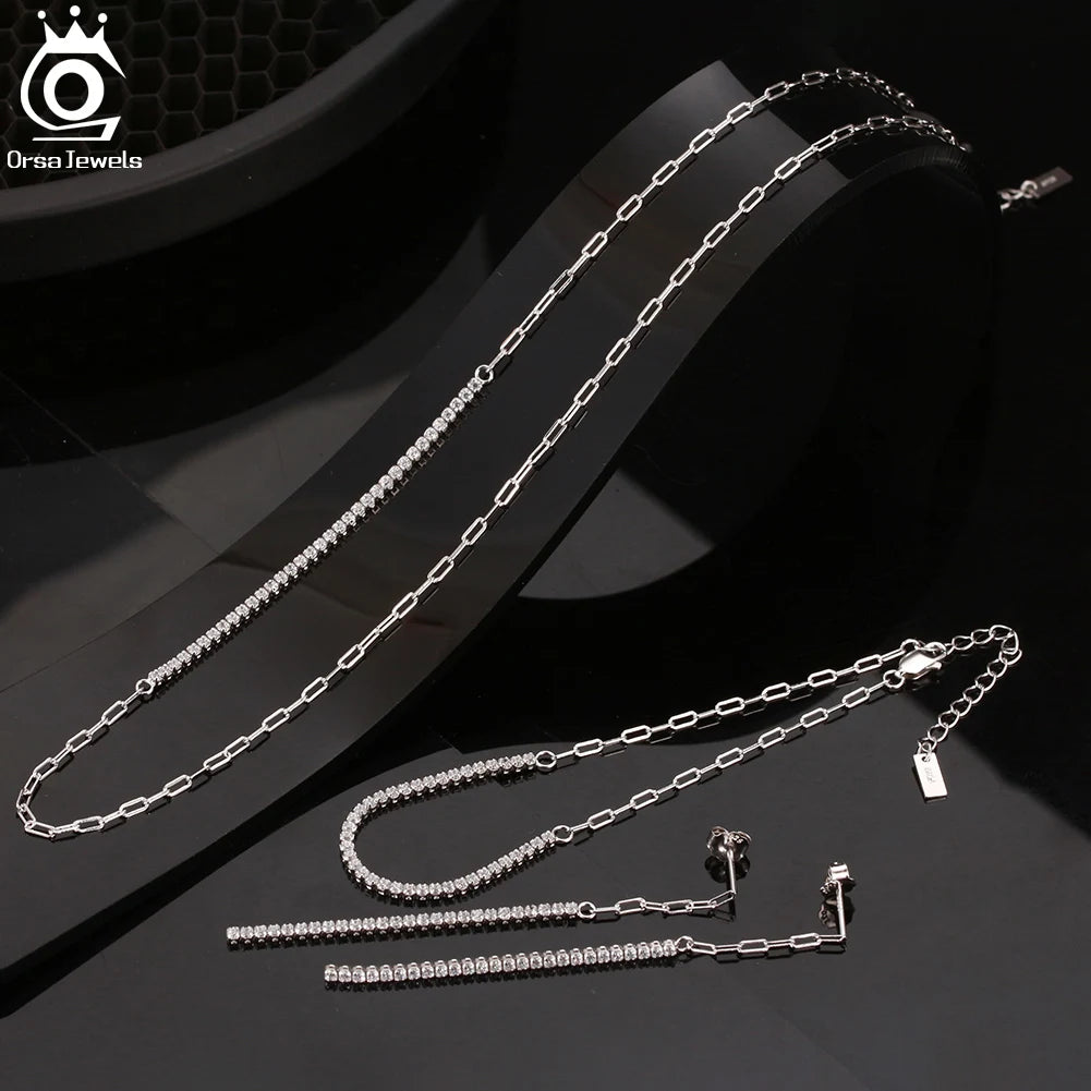 ORSA JEWELS 14K Gold Plated Paperclip Chains Tennis Bracelet