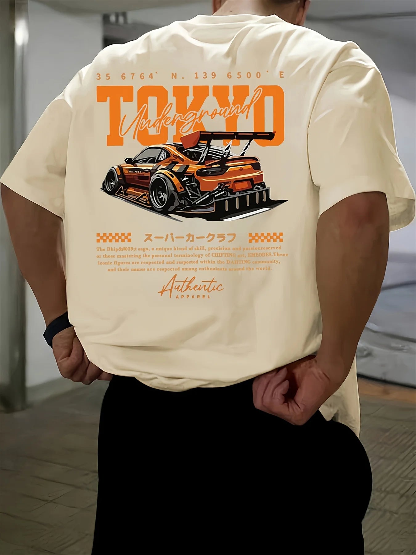 Men’s Summer Cotton T-Shirt – Tokyo Print Casual Loose Fit Short Sleeve Top