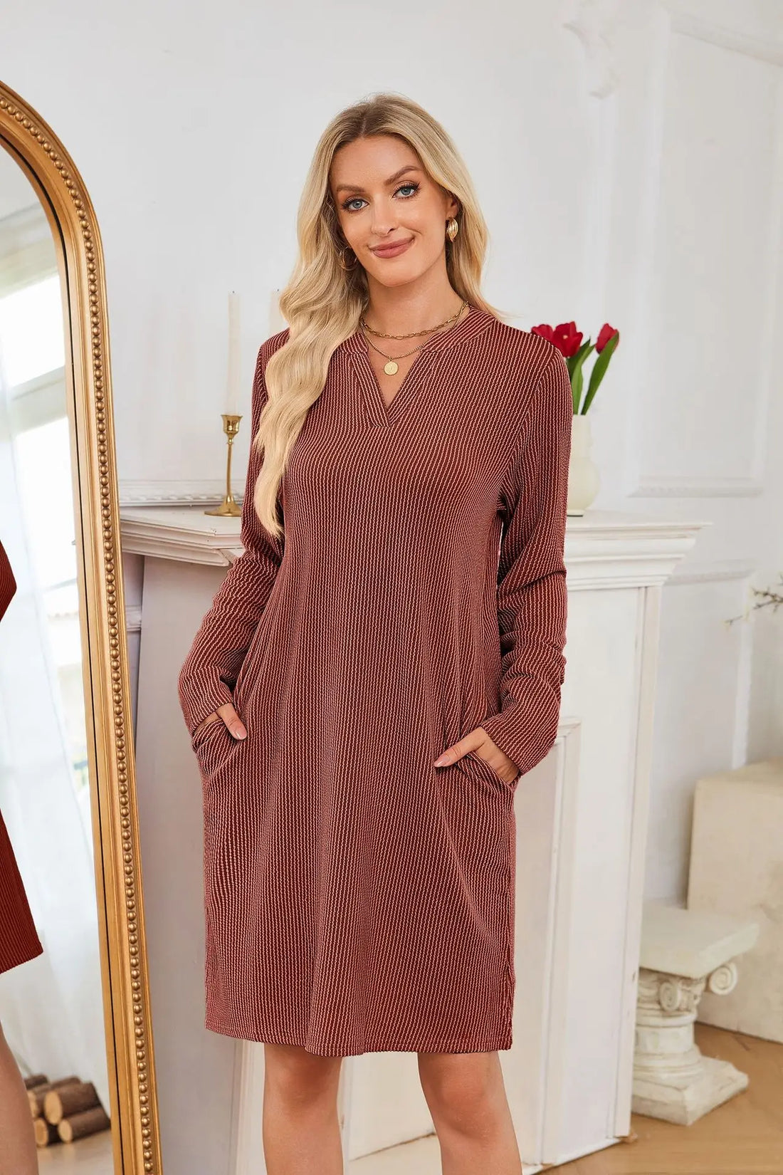 Solid Color Casual Loose Short Dress