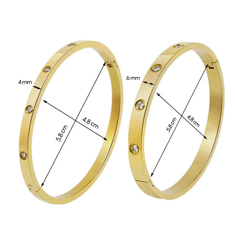 Stainless Steel Rhinestone Bangle Bracelet for Women