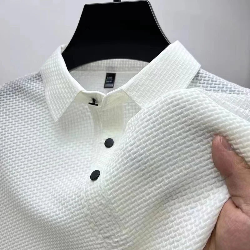 Men’s Business Casual Polo Shirt – Short Sleeve Solid Color Summer Top