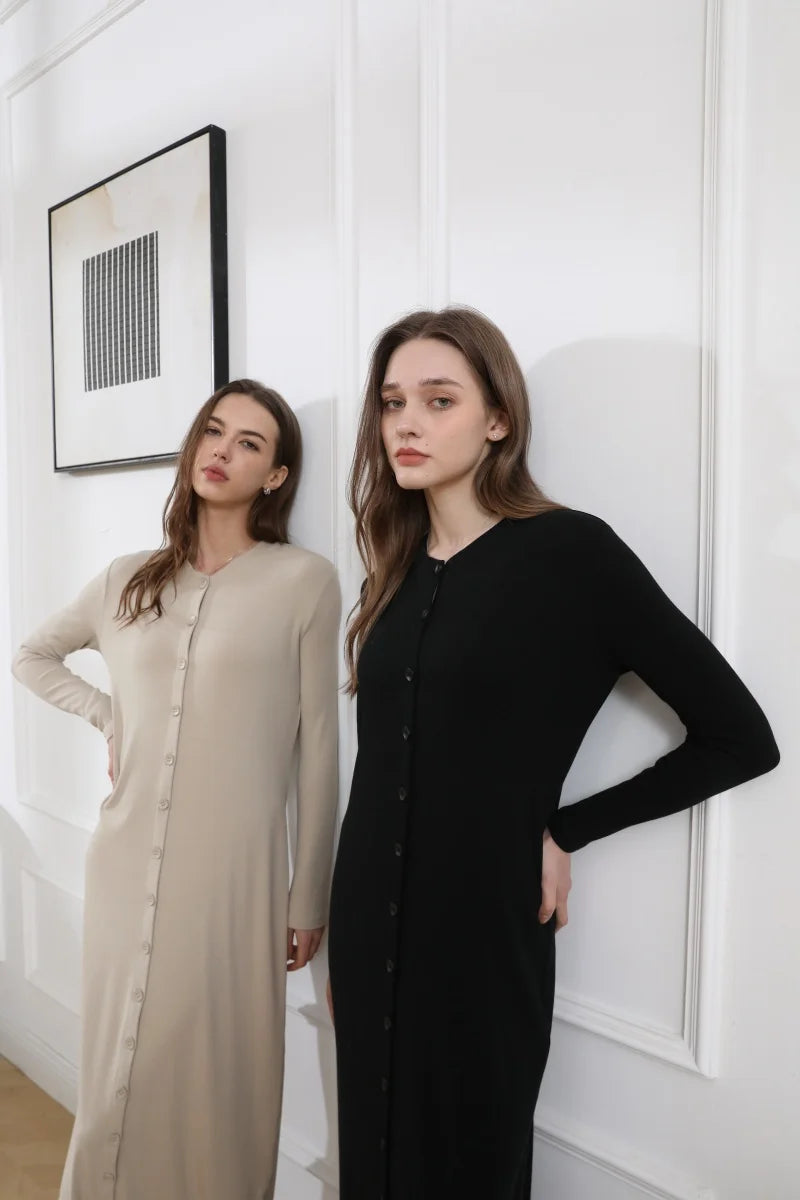 Women’s Summer Ribbed Maxi Dress – Button Front Casual Outfit 2025