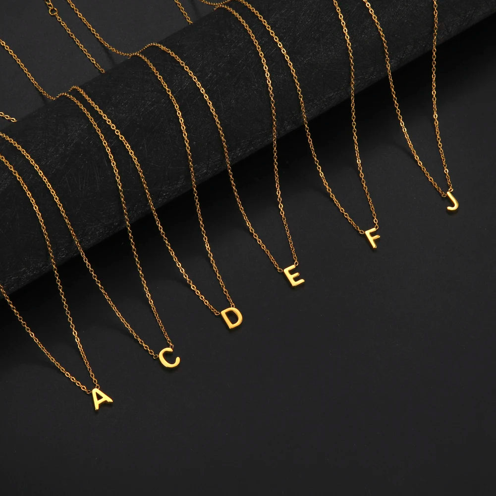 Minimalist Initial Necklace – A–Z Alphabet Stainless Steel Choker for Women