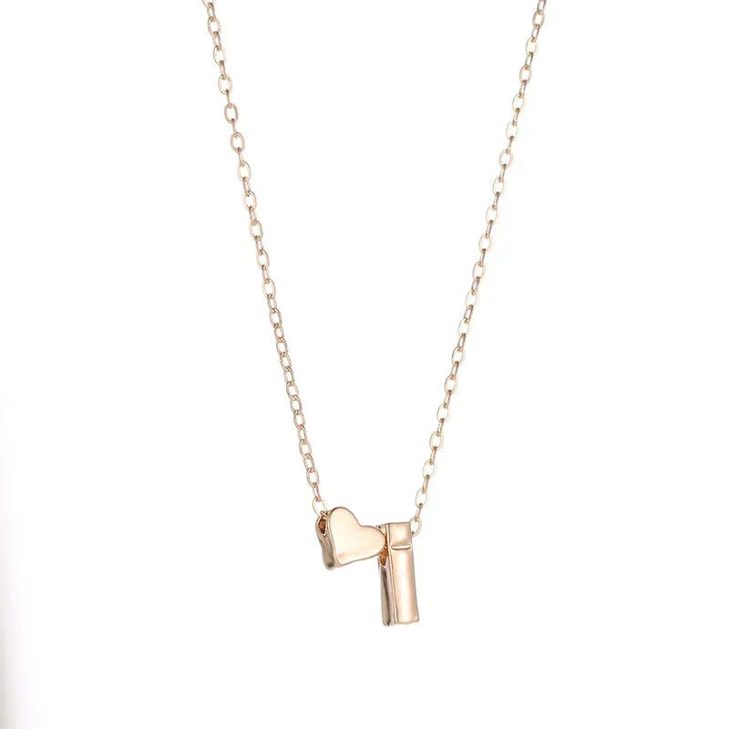 Dainty Initial Heart Necklace – Gold or Silver Letter Choker for Women