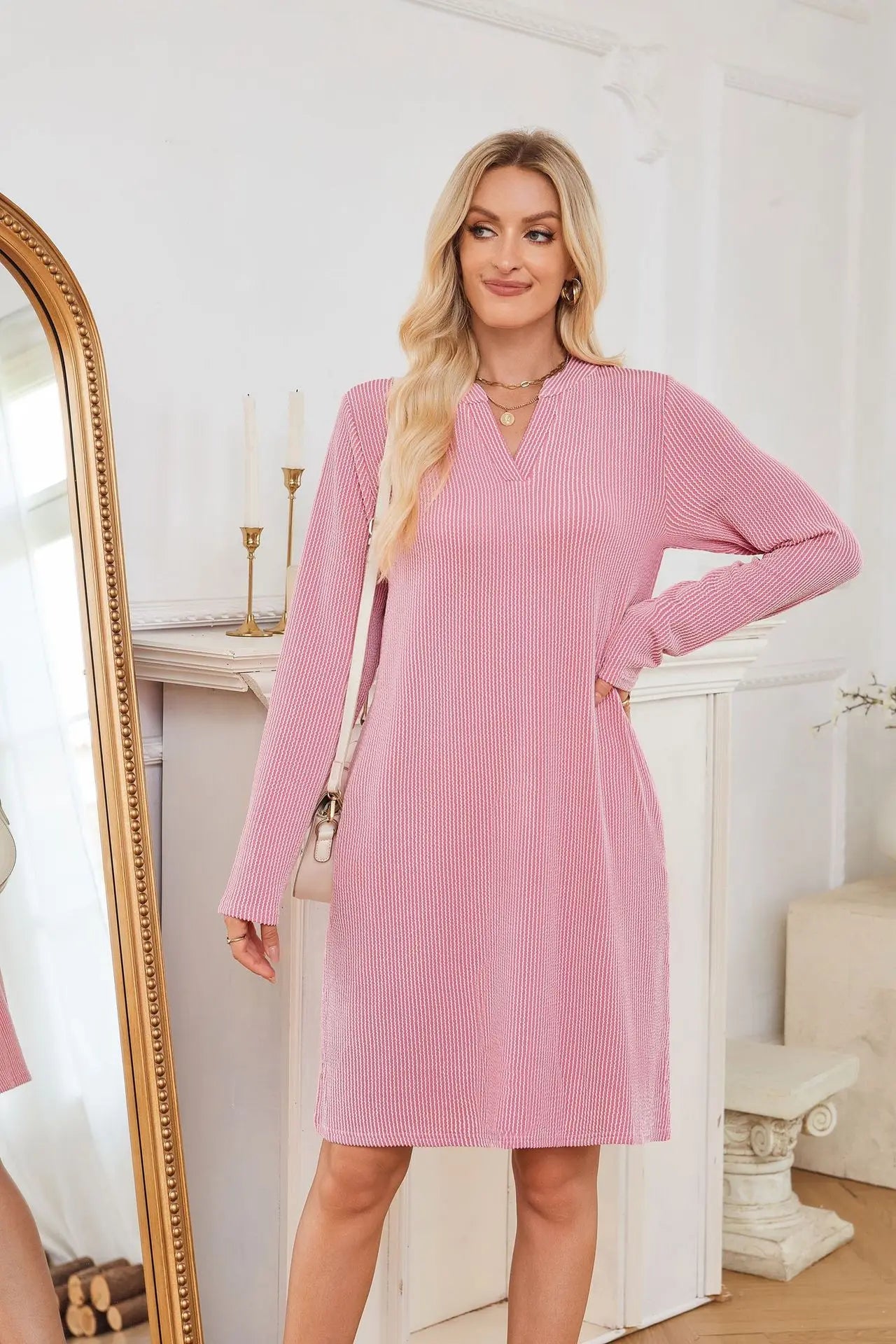 Solid Color Casual Loose Short Dress