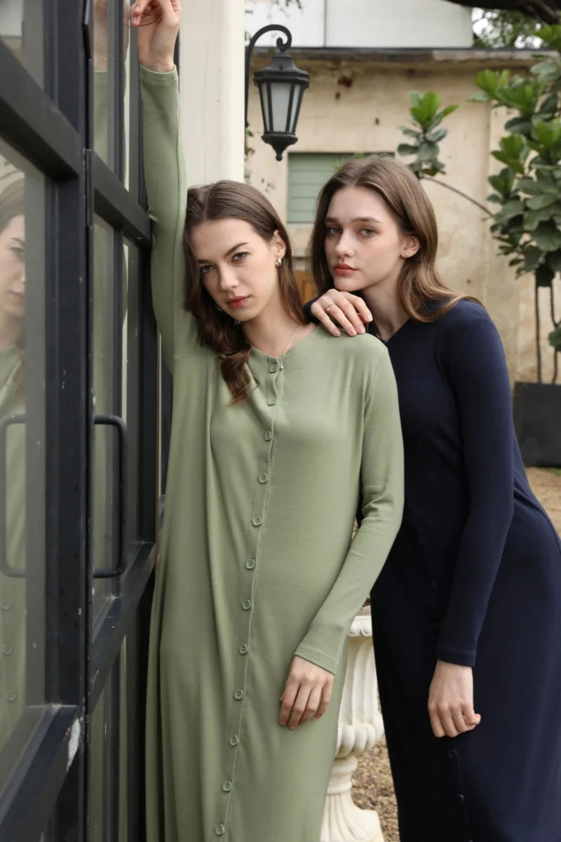 Women’s Summer Ribbed Maxi Dress – Button Front Casual Outfit 2025