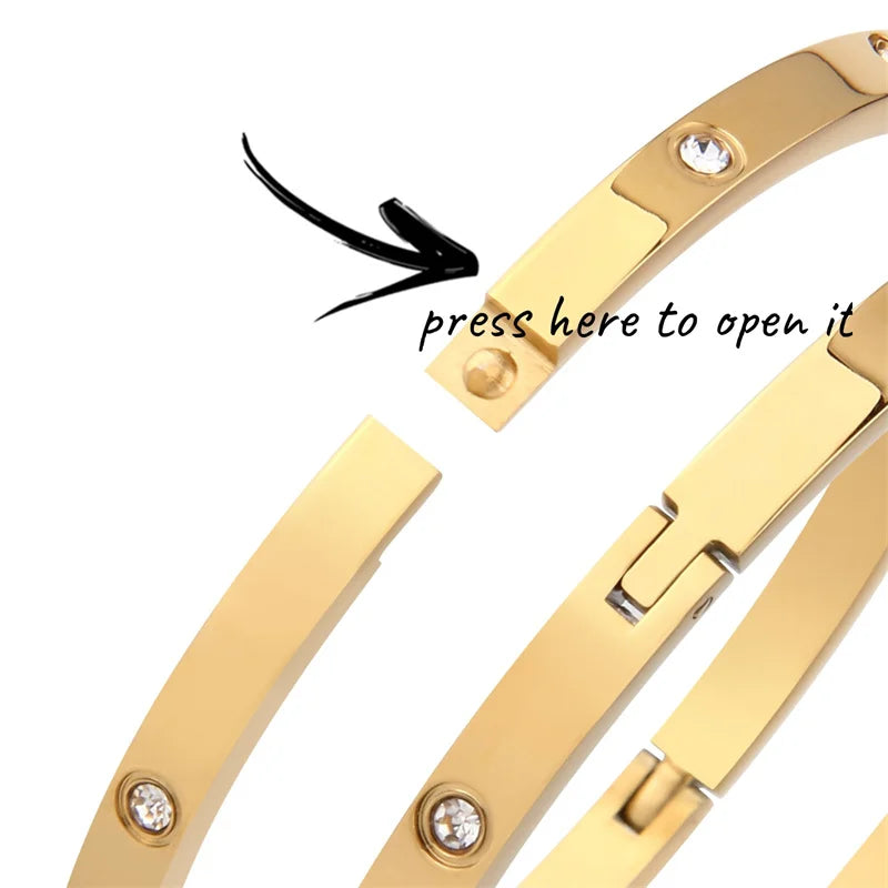 Stainless Steel Rhinestone Bangle Bracelet for Women