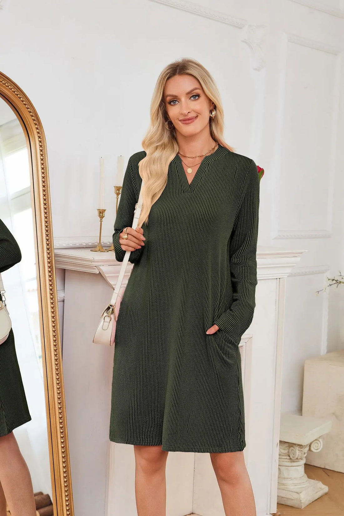 Solid Color Casual Loose Short Dress