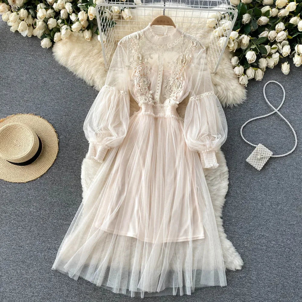 Elegant Mesh Flower Dress