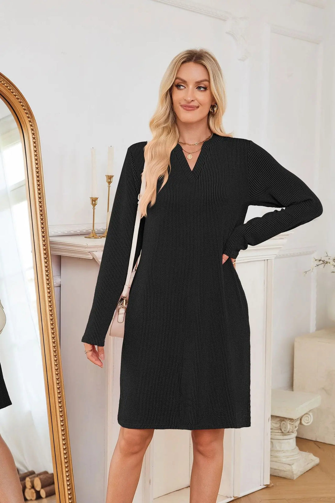 Solid Color Casual Loose Short Dress
