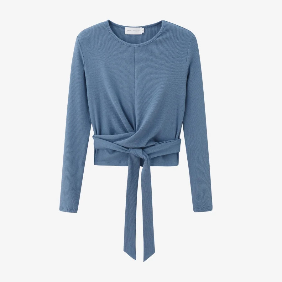 AS 2025 Summer Ribbed Wrap Top & A-Line Dress Set