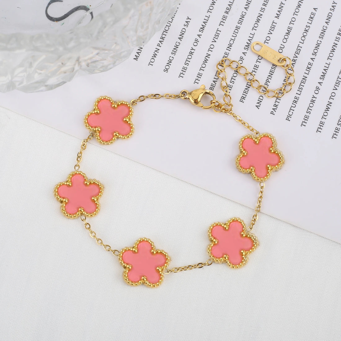 Classic Stainless Steel Five-Flower Bracelet for Women