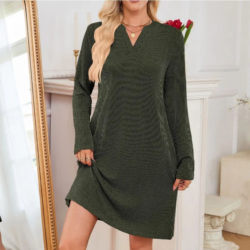 Solid Color Casual Loose Short Dress