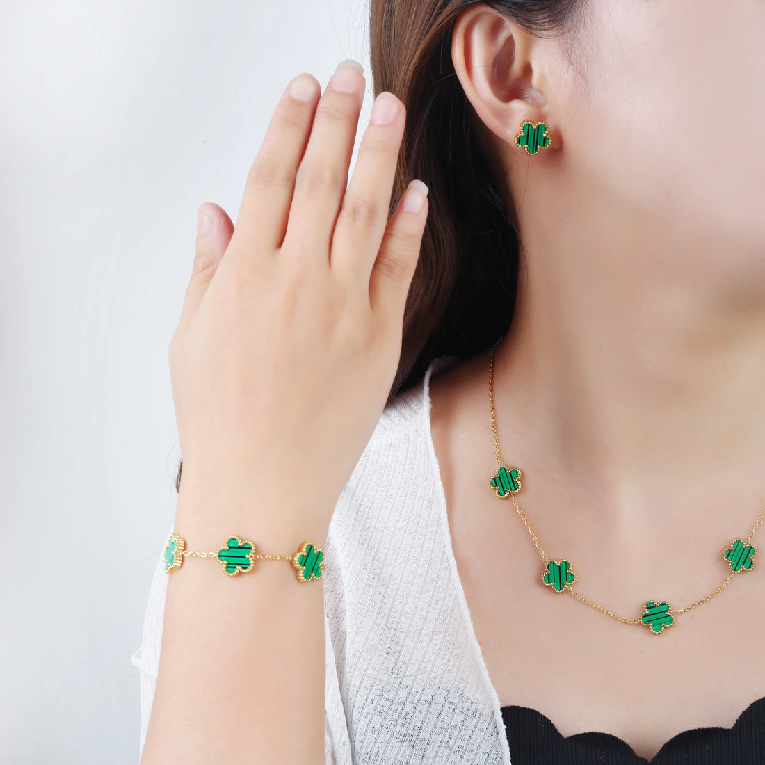 Classic Stainless Steel Five-Flower Bracelet for Women