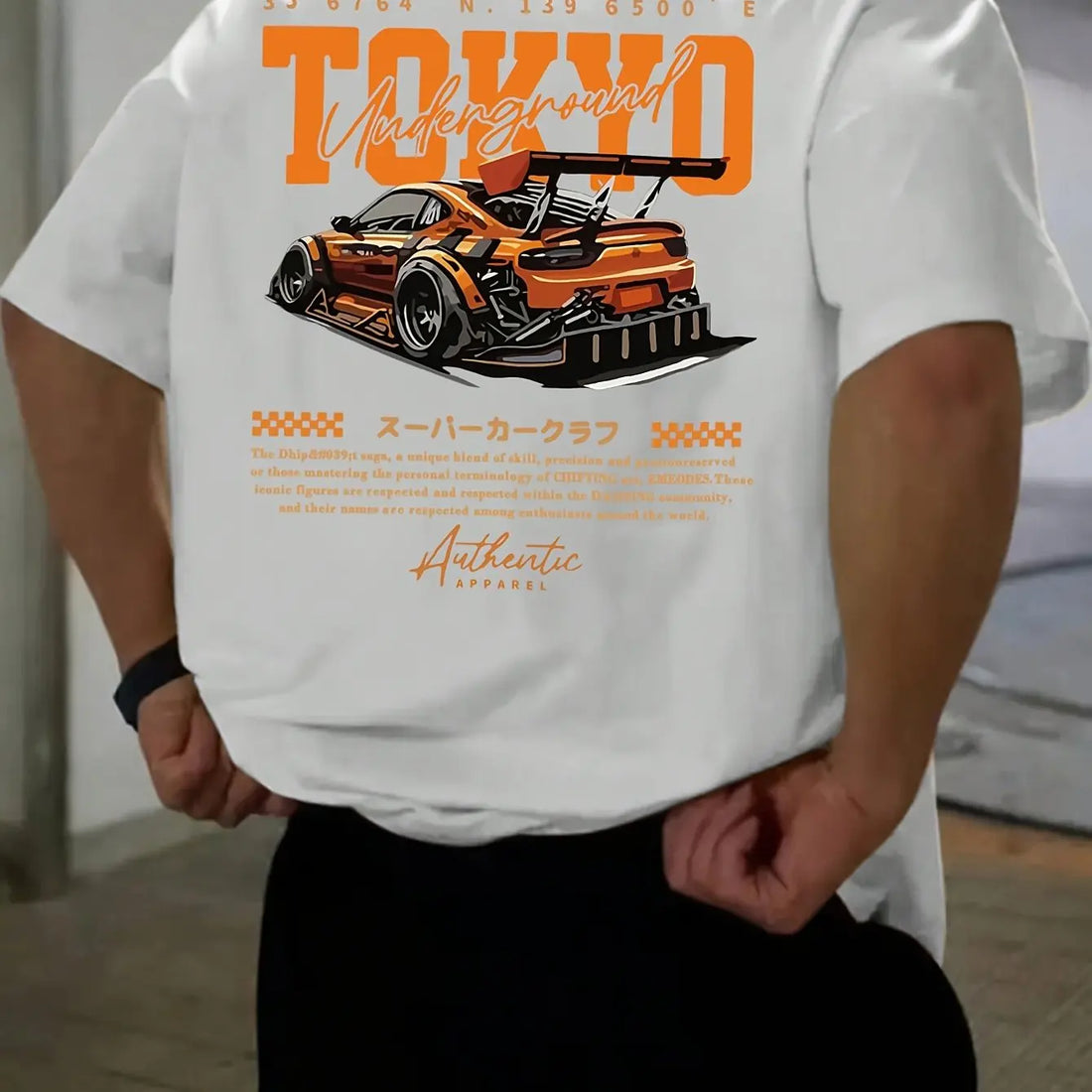 Men’s Summer Cotton T-Shirt – Tokyo Print Casual Loose Fit Short Sleeve Top