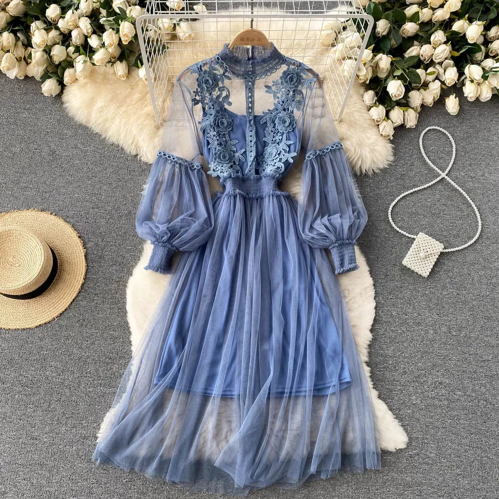 Elegant Mesh Flower Dress