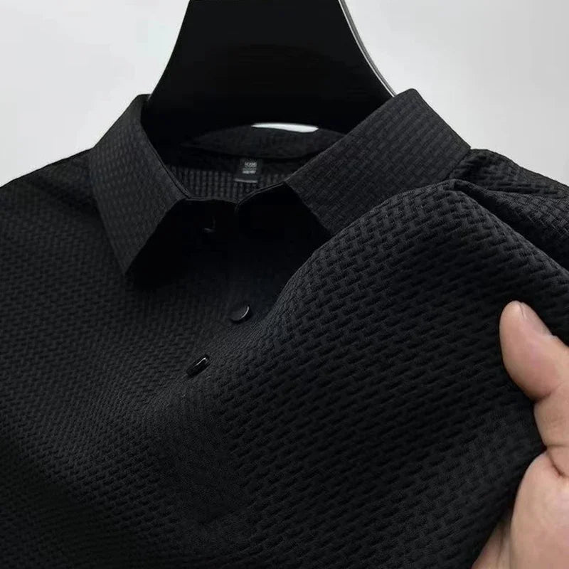 Men’s Business Casual Polo Shirt – Short Sleeve Solid Color Summer Top