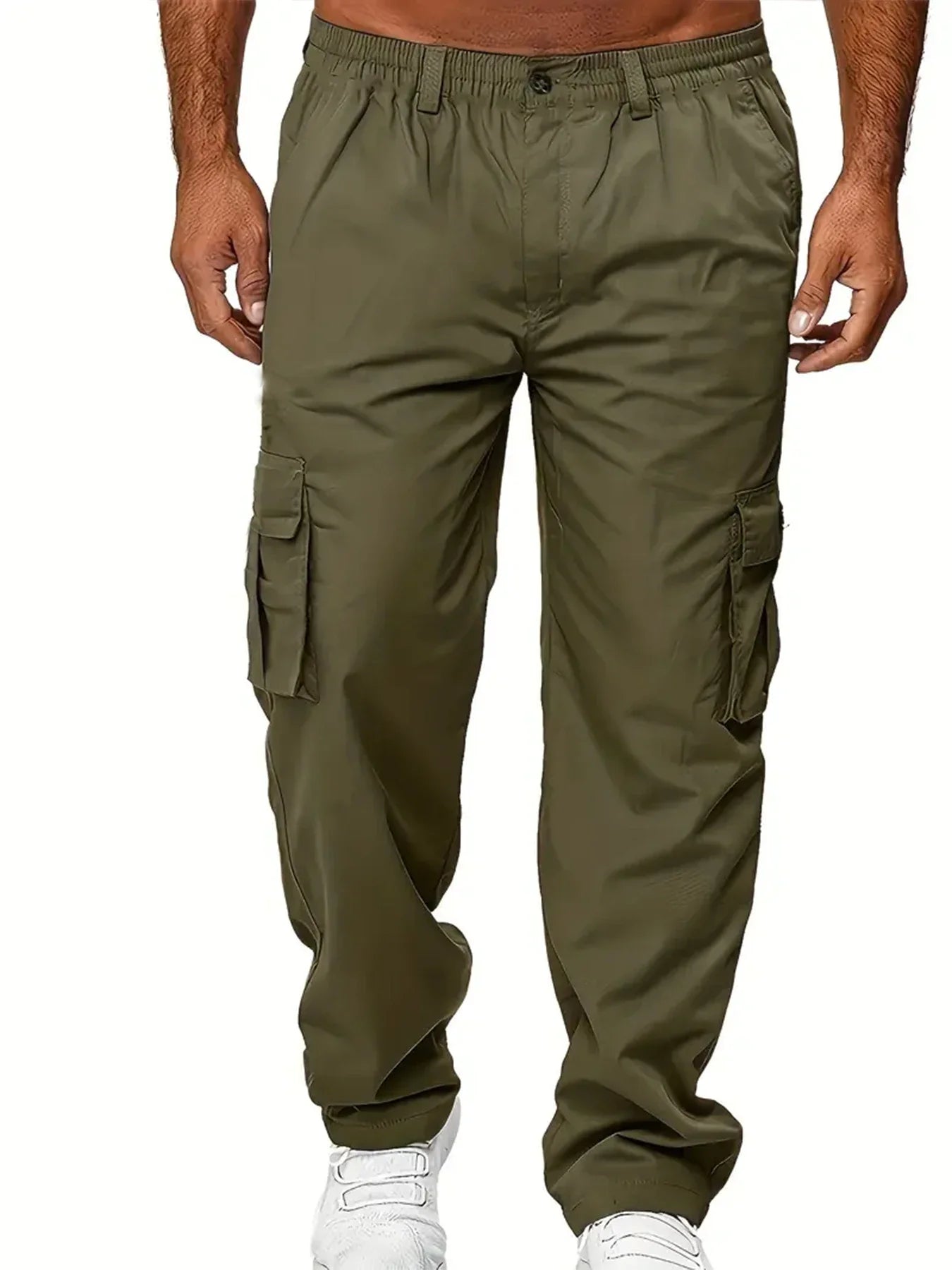 Men’s Cargo Sweatpants – Loose Straight-Leg Multi-Pocket Workwear Pants