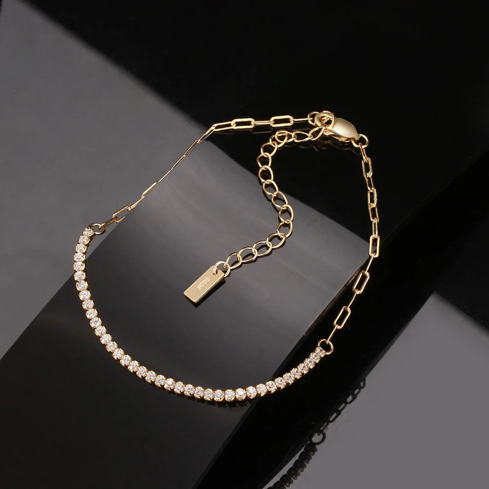 ORSA JEWELS 14K Gold Plated Paperclip Chains Tennis Bracelet