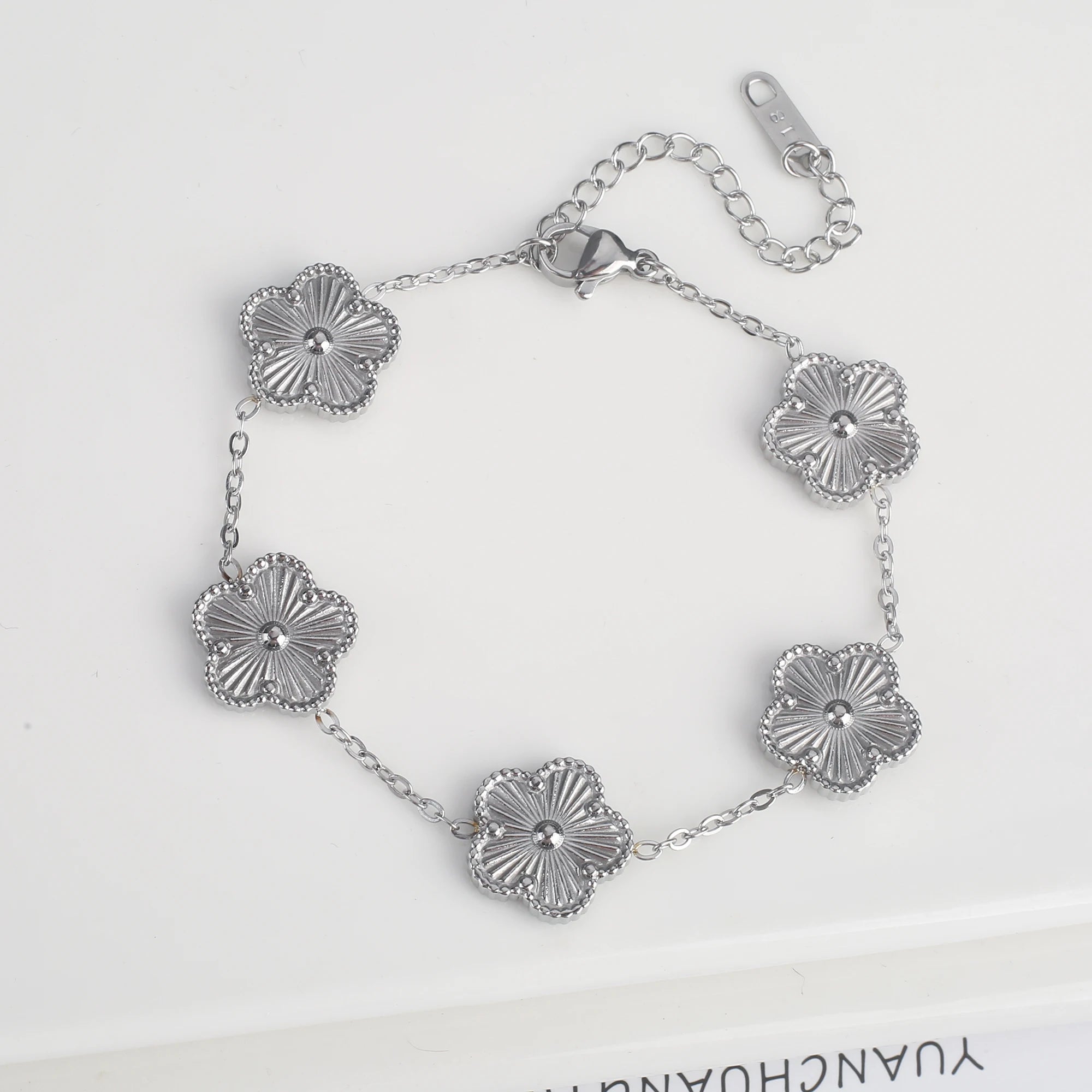 Classic Stainless Steel Five-Flower Bracelet for Women