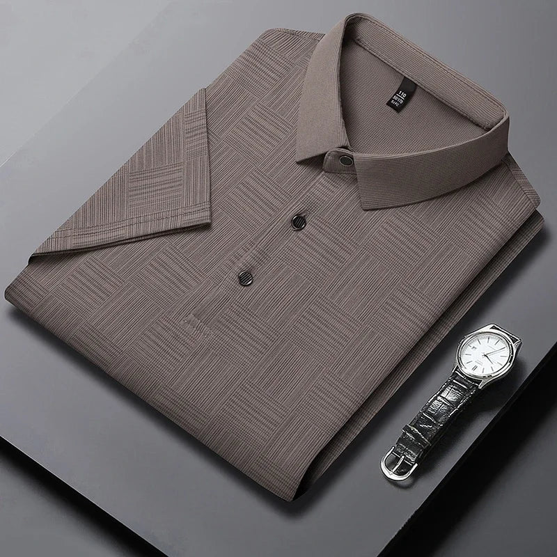 2024 Men’s Printed Polo Shirt – Business Casual Short Sleeve Top