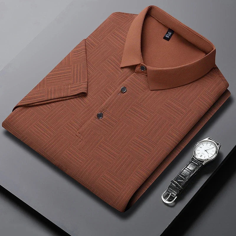 2024 Men’s Printed Polo Shirt – Business Casual Short Sleeve Top