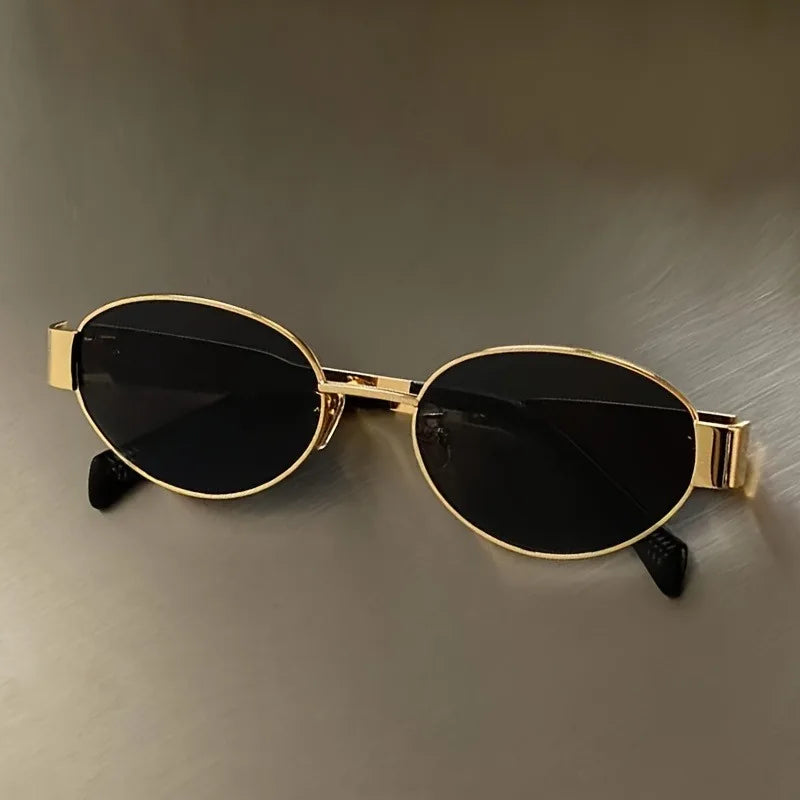 Retro Steampunk Oval Sunglasses for Women