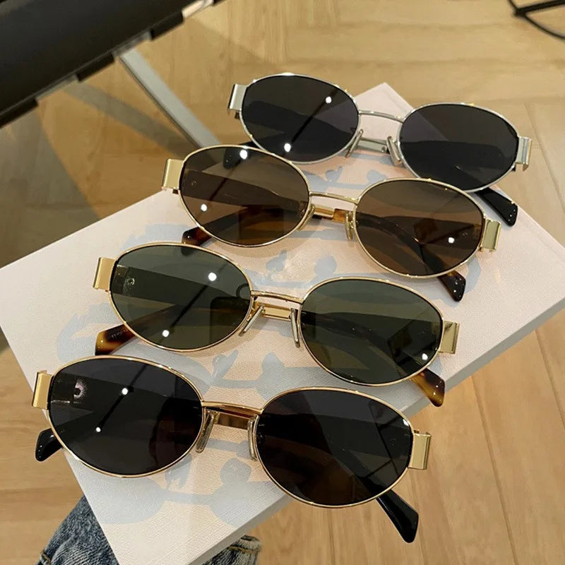 Retro Steampunk Oval Sunglasses for Women