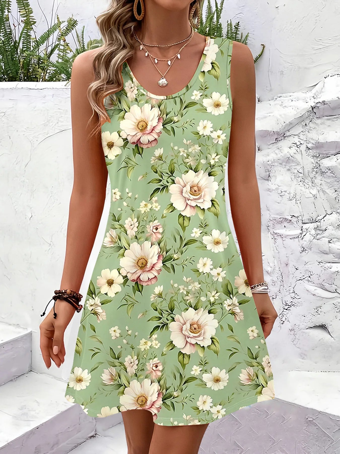 Bohemian Sleeveless Summer Dress – Exclusive Print Vacation Style