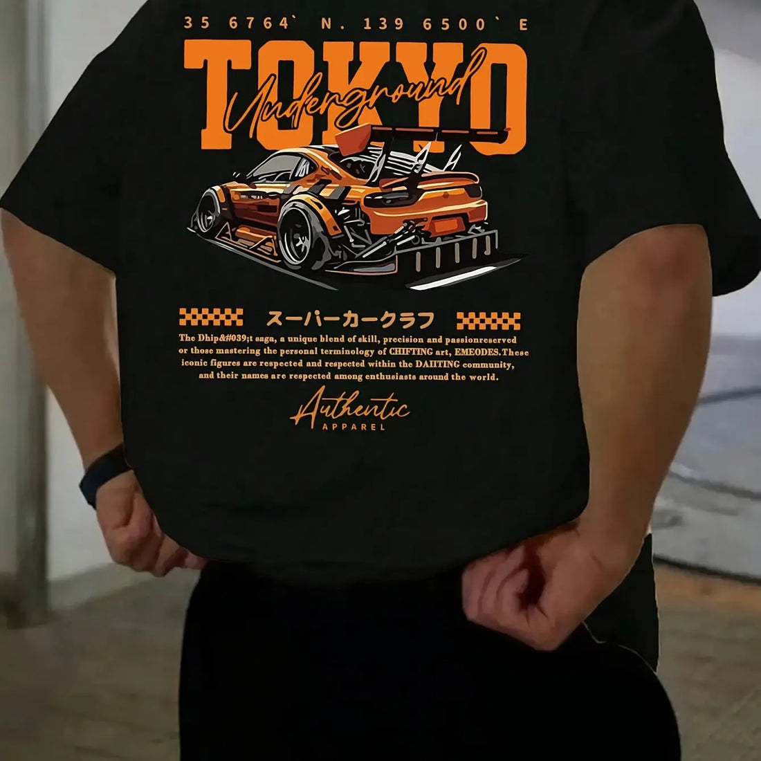 Men’s Summer Cotton T-Shirt – Tokyo Print Casual Loose Fit Short Sleeve Top